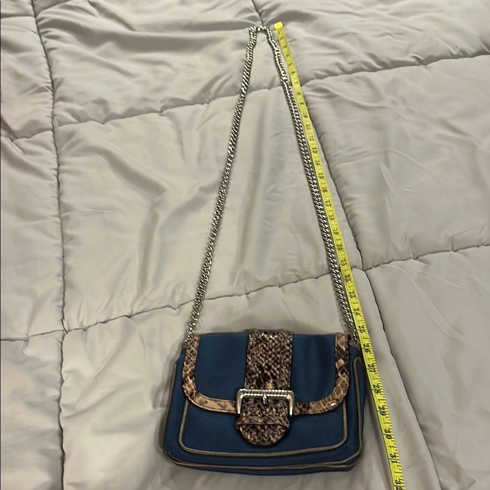 Brighton Blue and Snake Print Chain Shoulder Bag - Picture 2 of 8